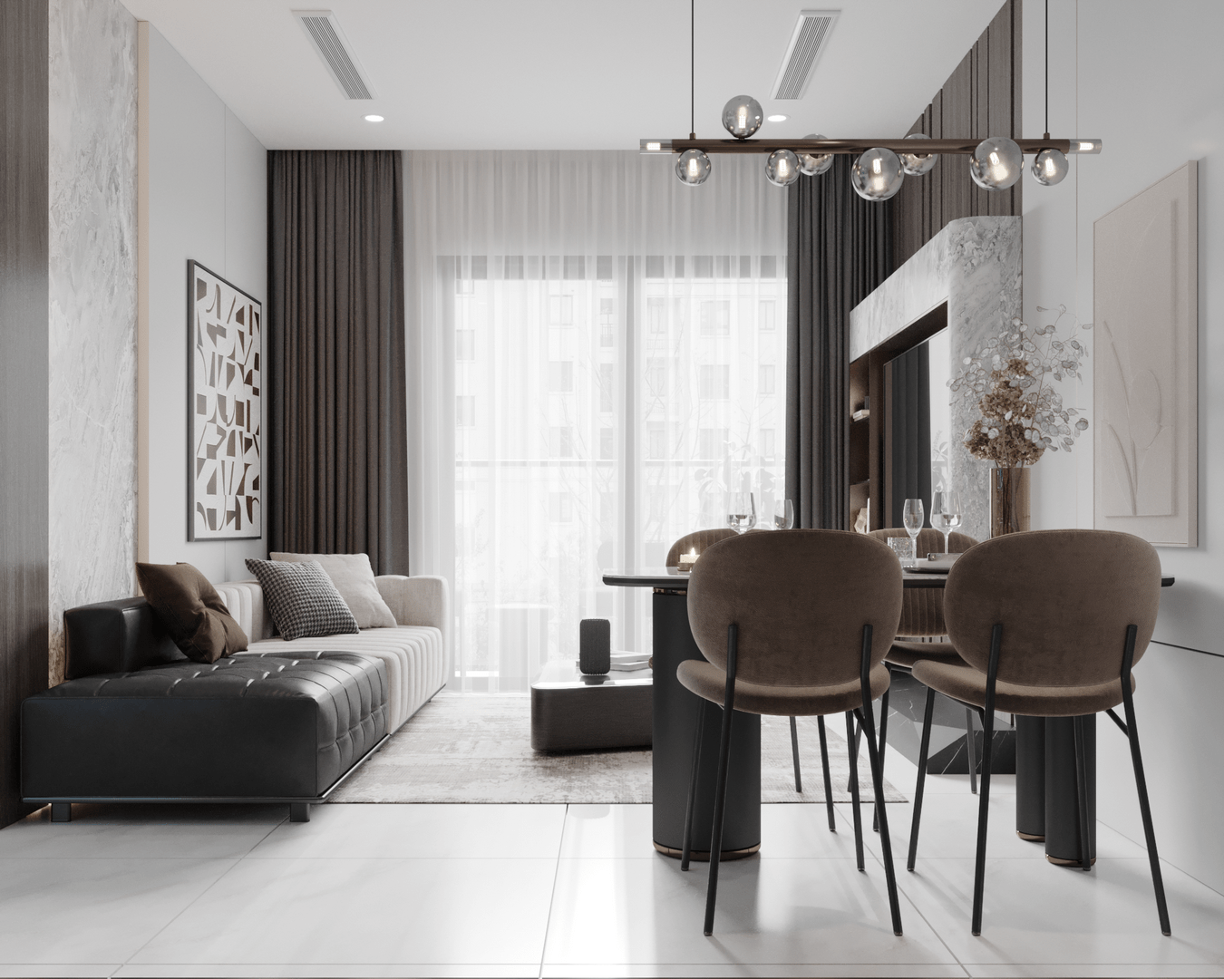 can ho mau 1 phong ngu the opus one 4